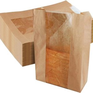 Newbested 30 Pack Kraft Paper Bread Loaf Bag with Clear Front Window,Brown Bakery Cookie Food Coffee Storage Packaging Treat Bag Including Label Seal... - Image 2