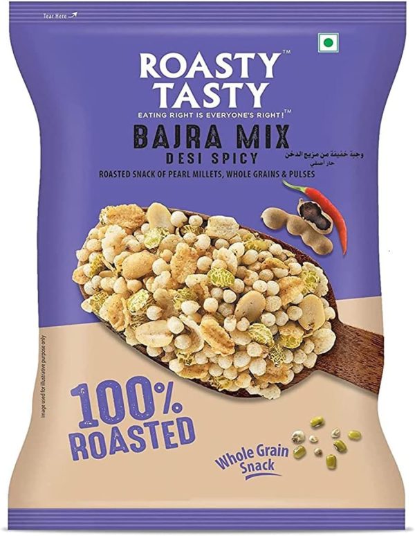 Roasty Tasty Bajra Mix Desi Spicy | Healthy Snacks - Low Calorie, Low GI, Non Fried | Millet Snacks - Made using Roasted Bajra | Cholesterol Free Diet...