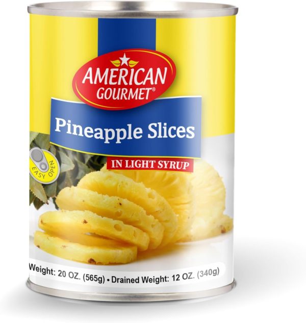 American Gourmet Pineapple Slice in Light Syrup 565g. Preserved in light syrup, the pineapple slices maintain their natural sweetness. Comes in an easy to...