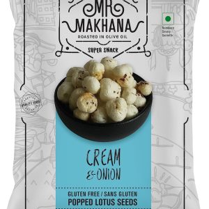 Mr Makhana Cream & Onion 25g I Gluten-free I MSG Free I Healthy Snacks I Roasted in Olive Oil I Zero Trans Fat I Rich Calcium I Roasted Makhana & Foxnuts