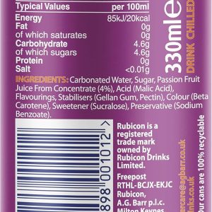 Rubicon Sparkling Passion Made with Real Fruit Juice 330ml - Image 2